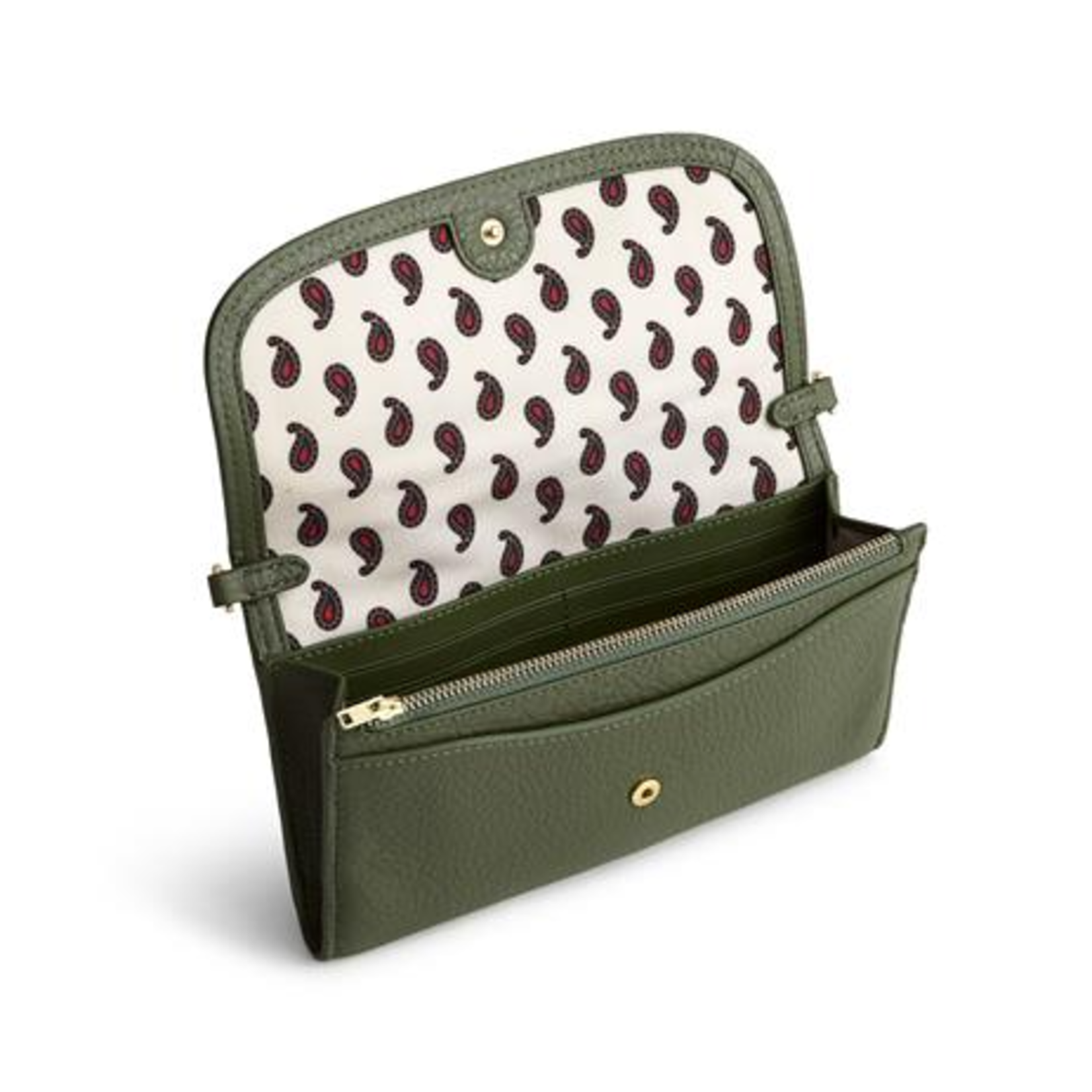 Vera Bradley Vera Bradley Leather Wildwood Wallet Crossbody Bronze Green