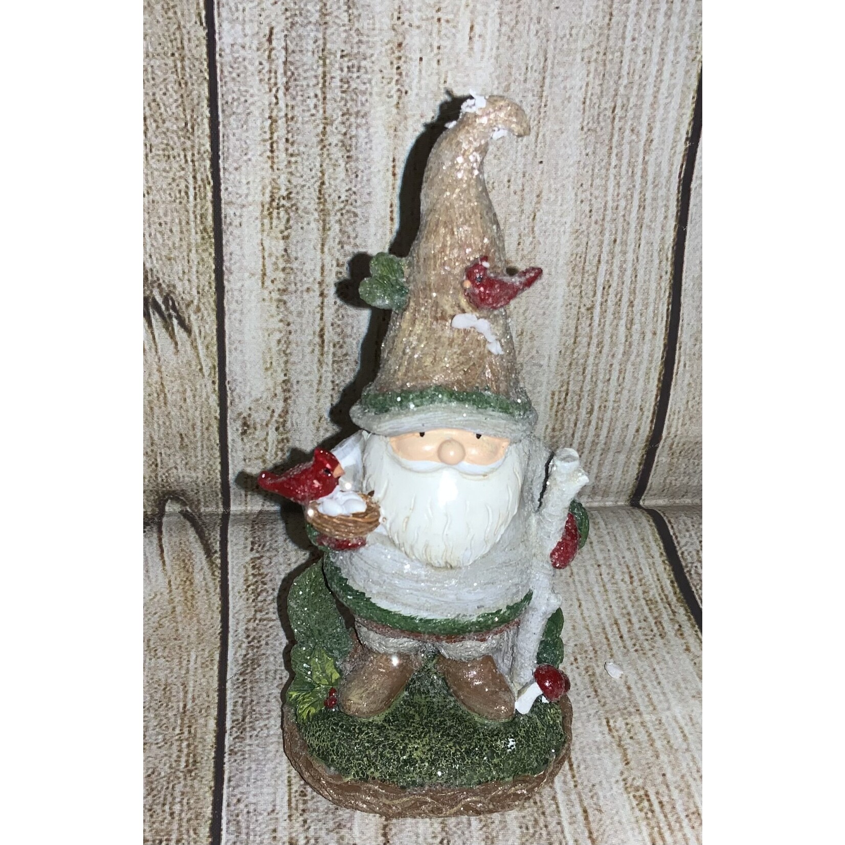 Midwest CBK Santa Gnome Figurine w/Cardinal