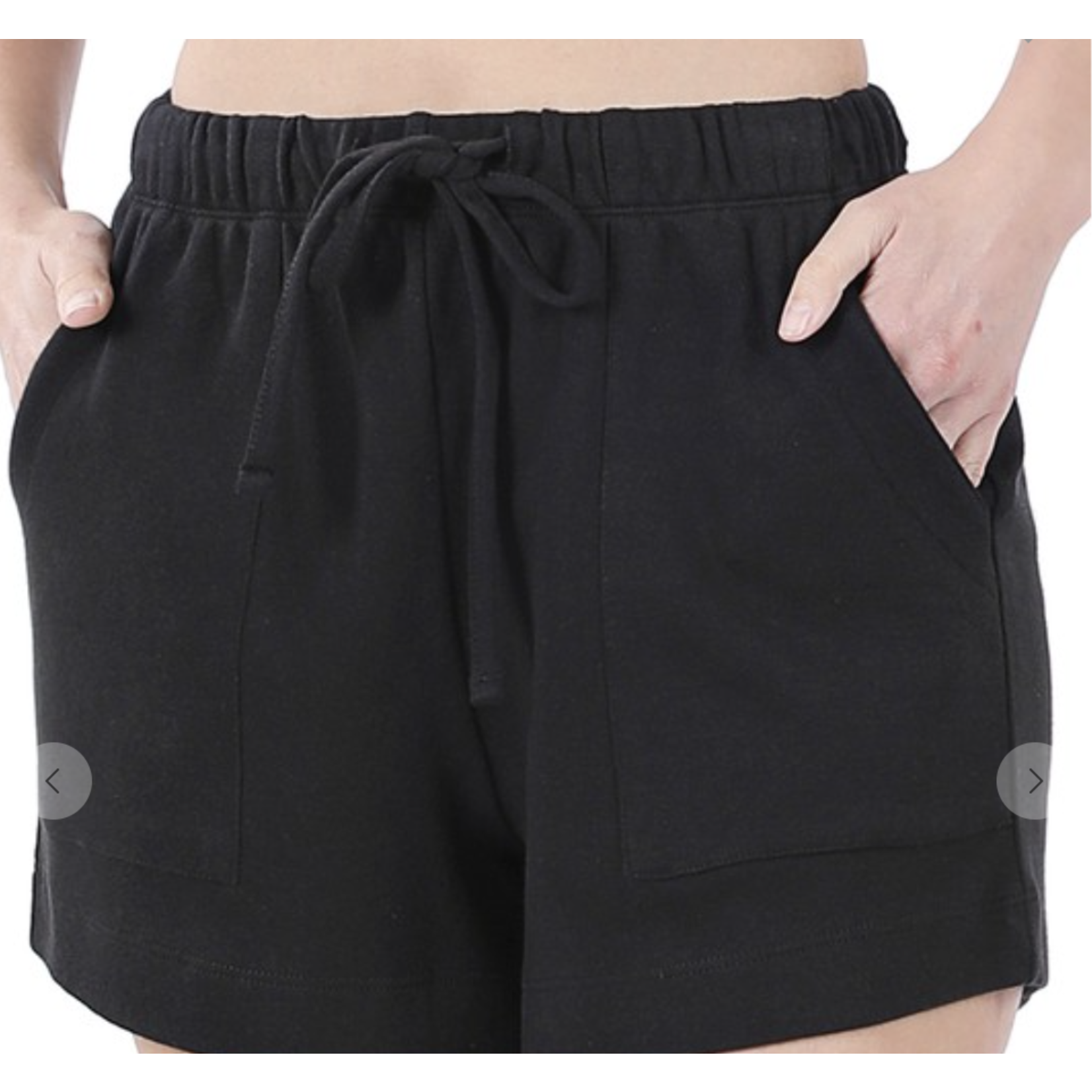 Zenana Zenana Cotton Drawstring Waist Shorts w/Pocket Black Medium