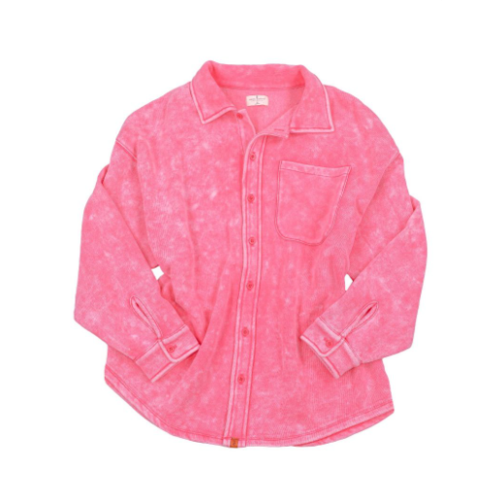 Simply Southern Simply Southern Shacket Acid Wash Pink Size Small