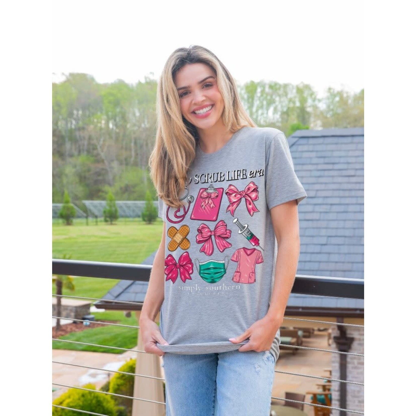 Simply Southern Simply Southern Scrub Life Storm Heather T-Shirt