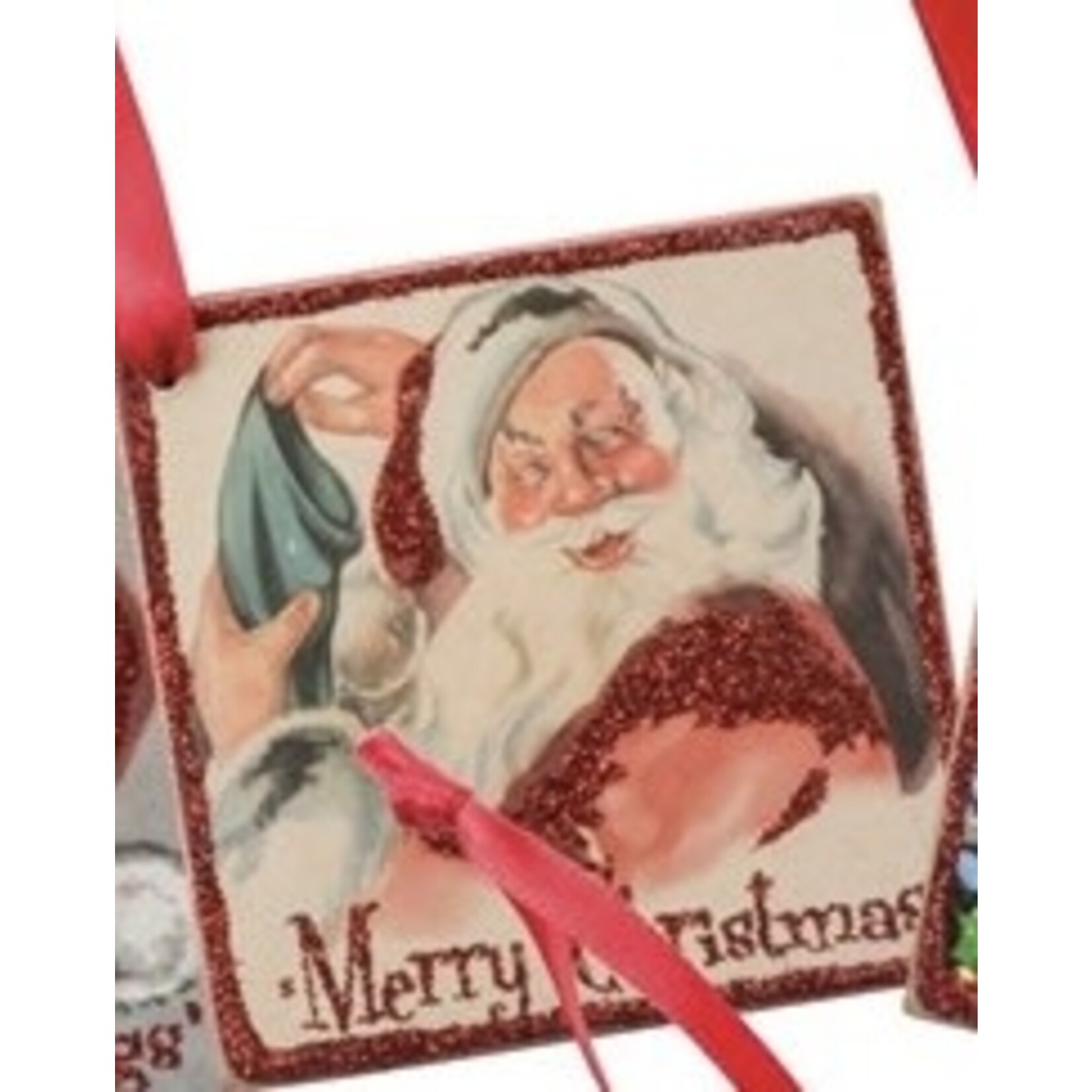 Primitives By Kathy Retro Santa Ornament Merry Christmas
