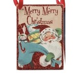 Primitives By Kathy Retro Santa Ornament Merry Merry Christmas