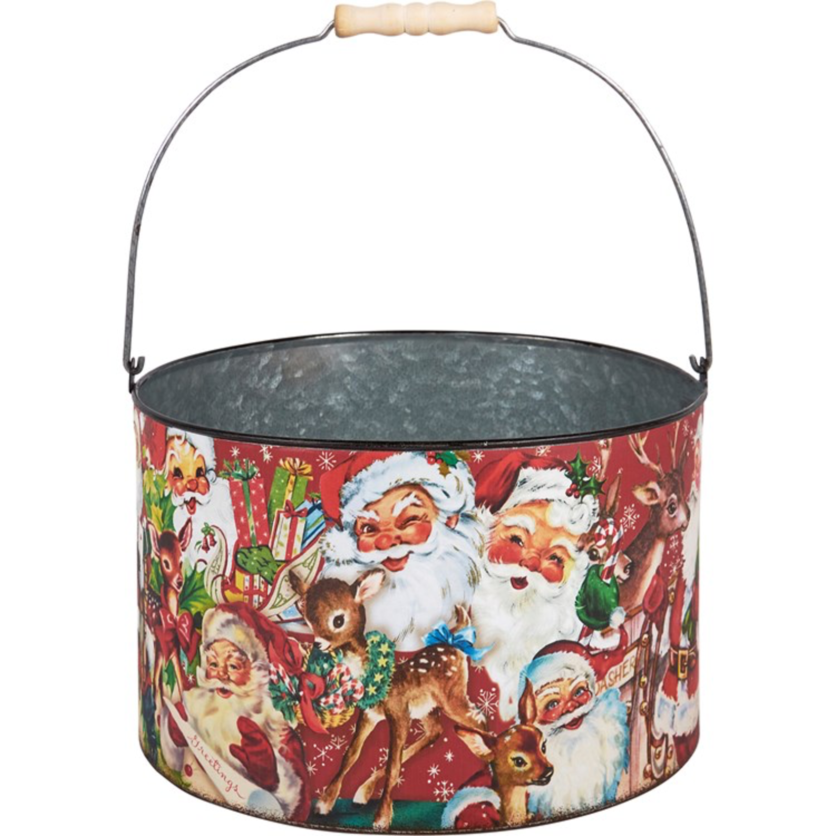 Primitives By Kathy Retro Santa Bucket Small