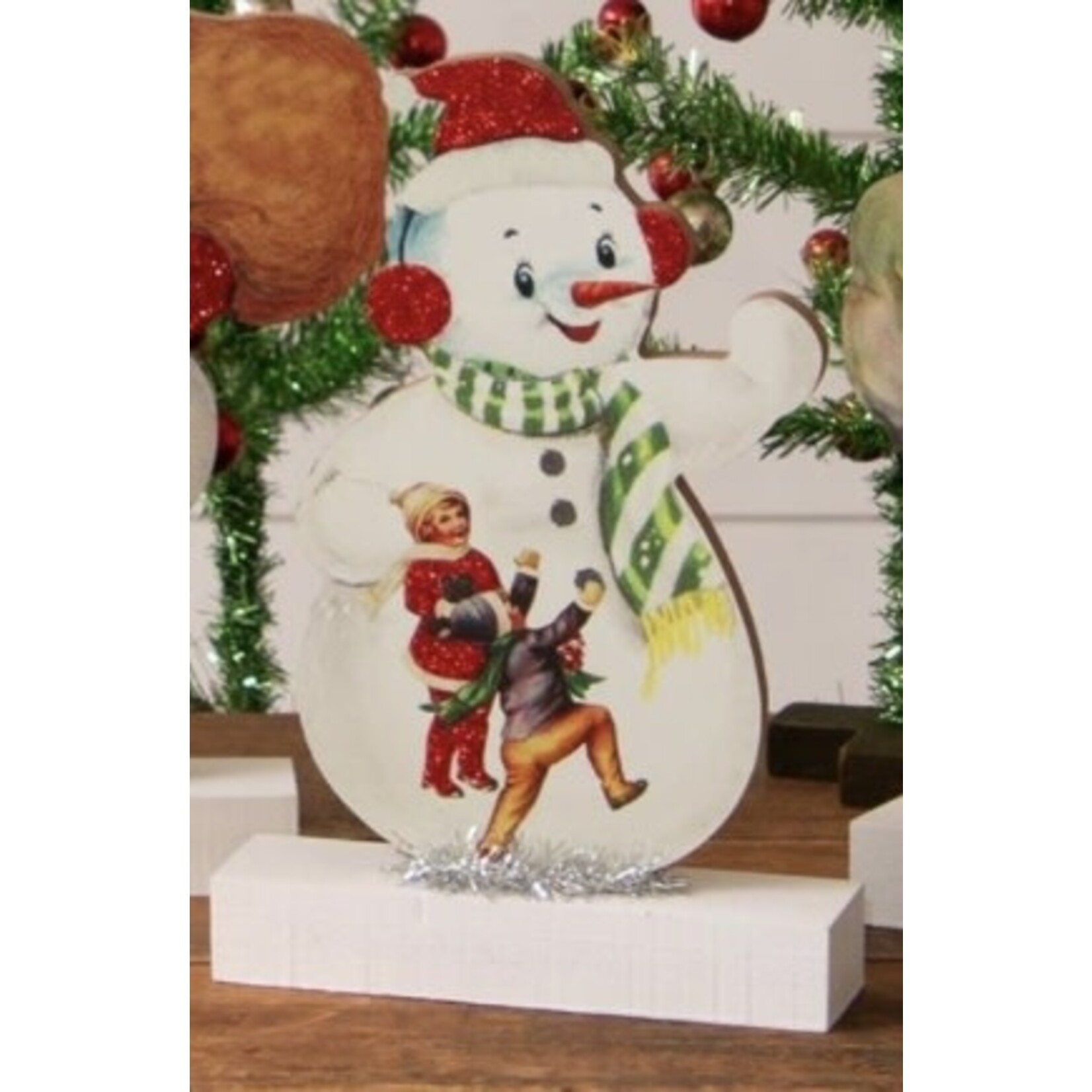 Audrey’s Vintage Snowman Cutout w/Children