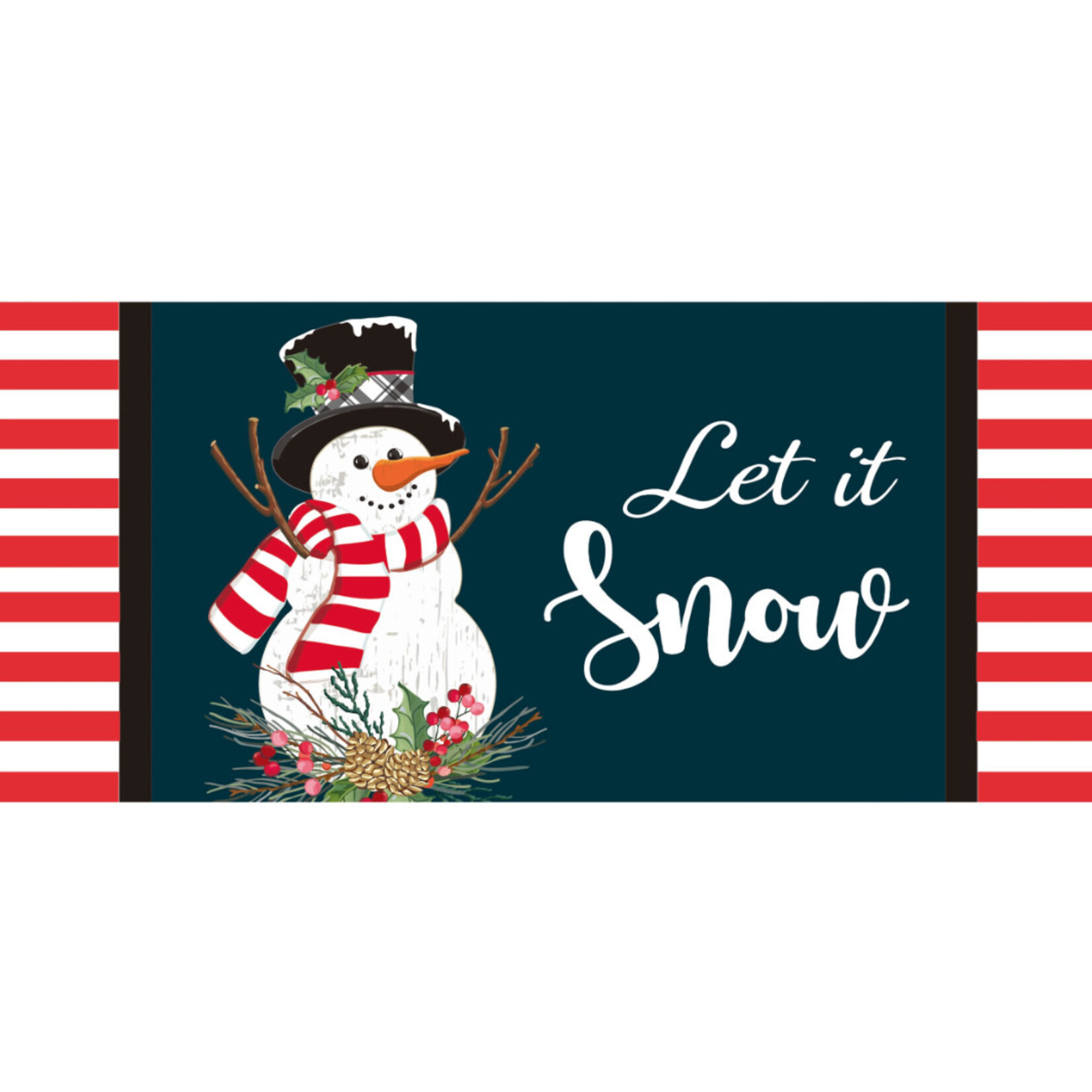 Evergreen Holly Snowman Switch Mat (Let it Snow)