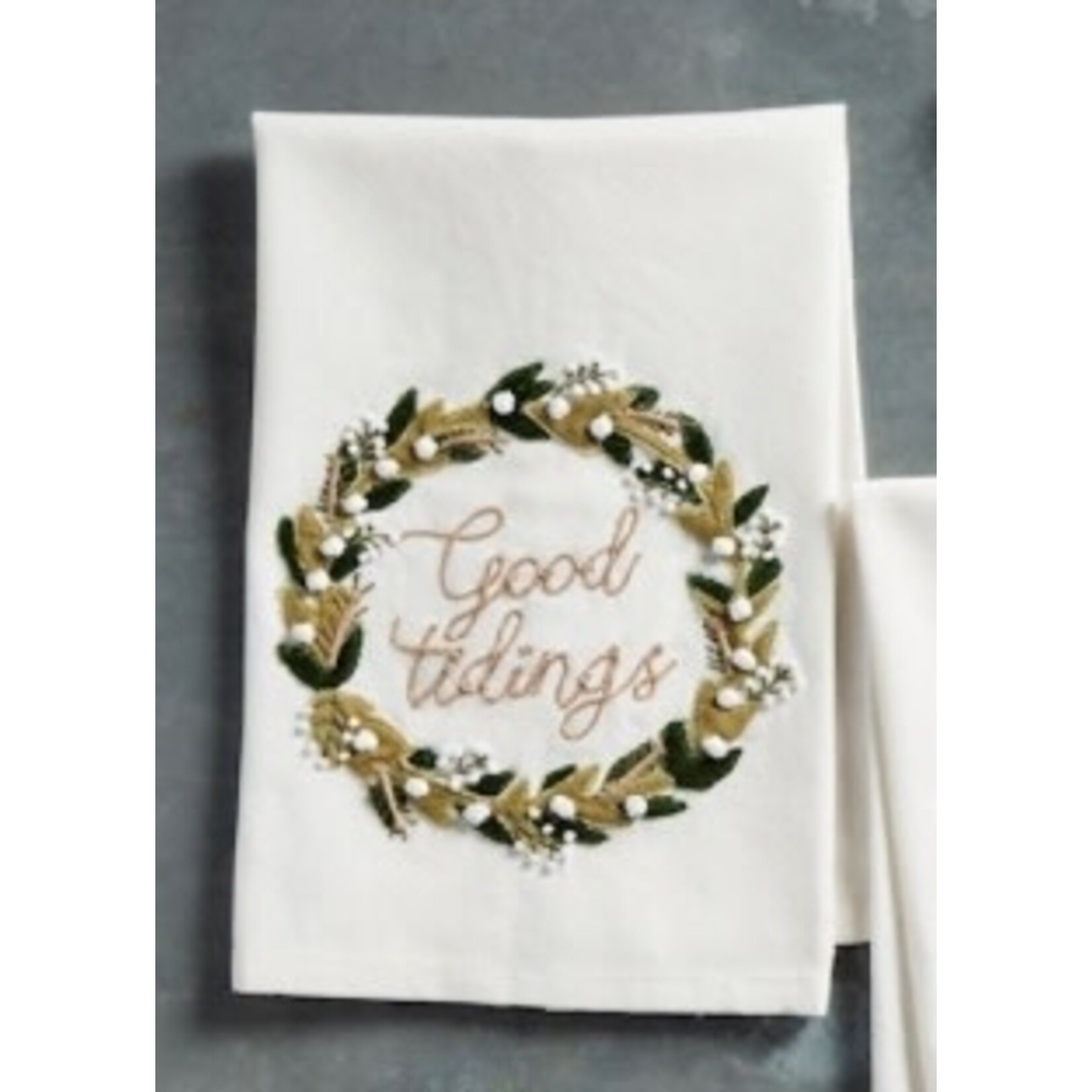 Mudpie Mudpie Wreath Applique Towel Good Tidings