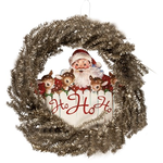 Primitives By Kathy Retro Santa Tinsel Wreath