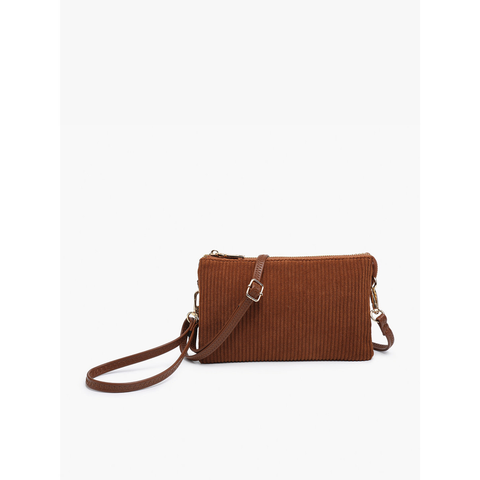 Jen & Co Jen & Co Riley Crossbody Corduroy Wristlet Brown M013