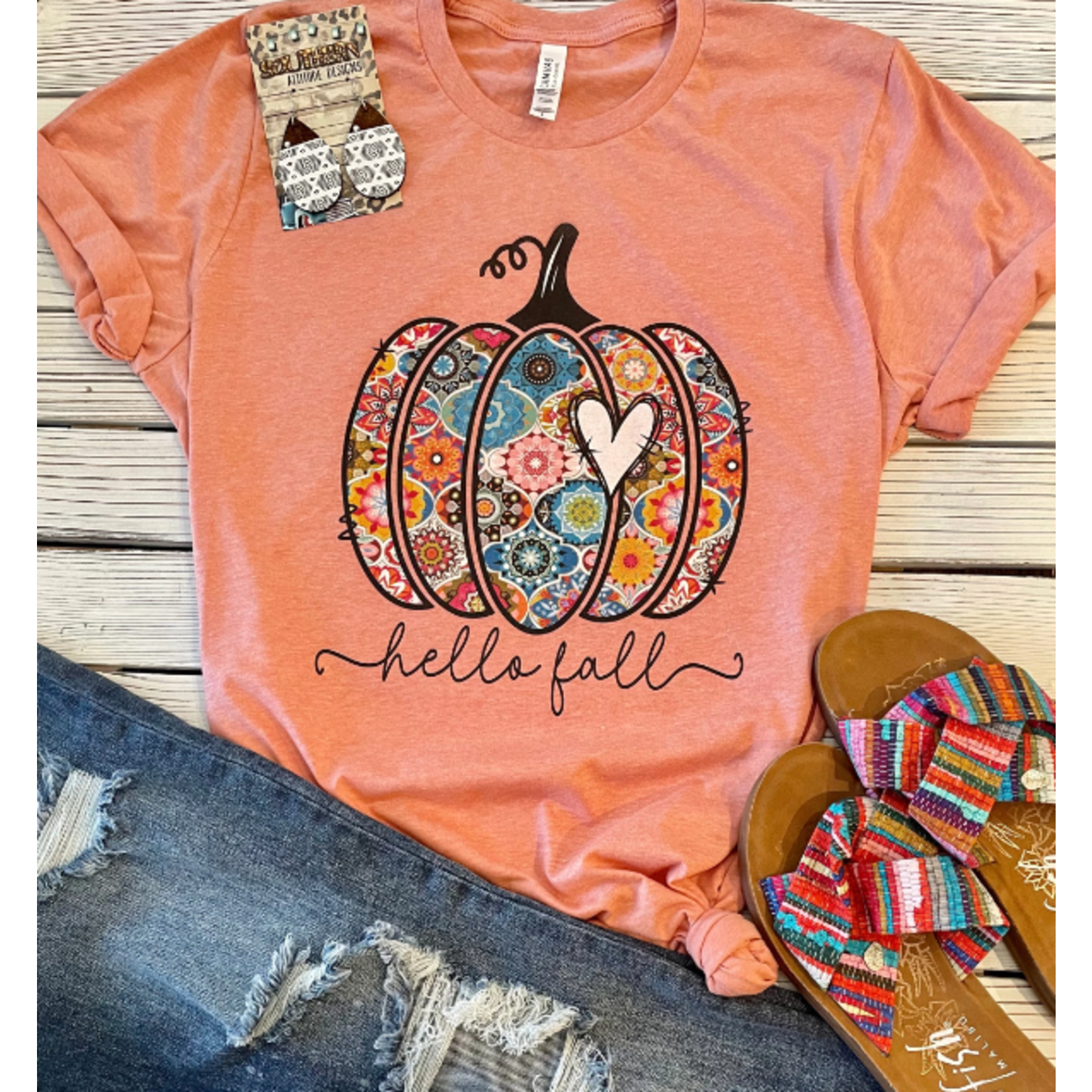 Southern Attitude Designs Southern Attitude Designs Hello Fall Pattern Pumpkin 3XL