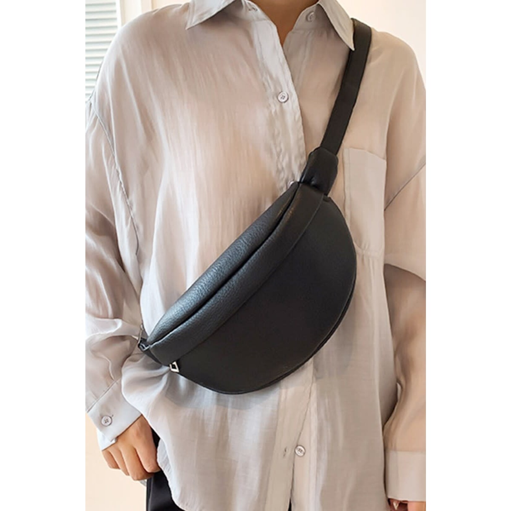 Zenana Zenana Vegan Leather Sling Fanny Bag Black