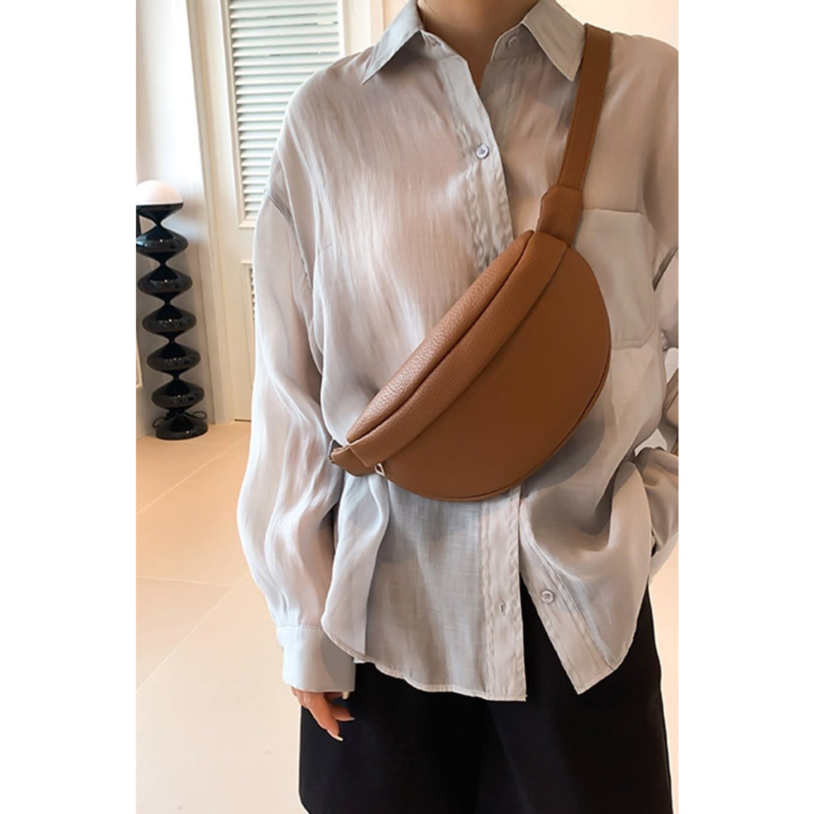 Zenana Zenana Vegan Leather Sling Fanny Bag Camel