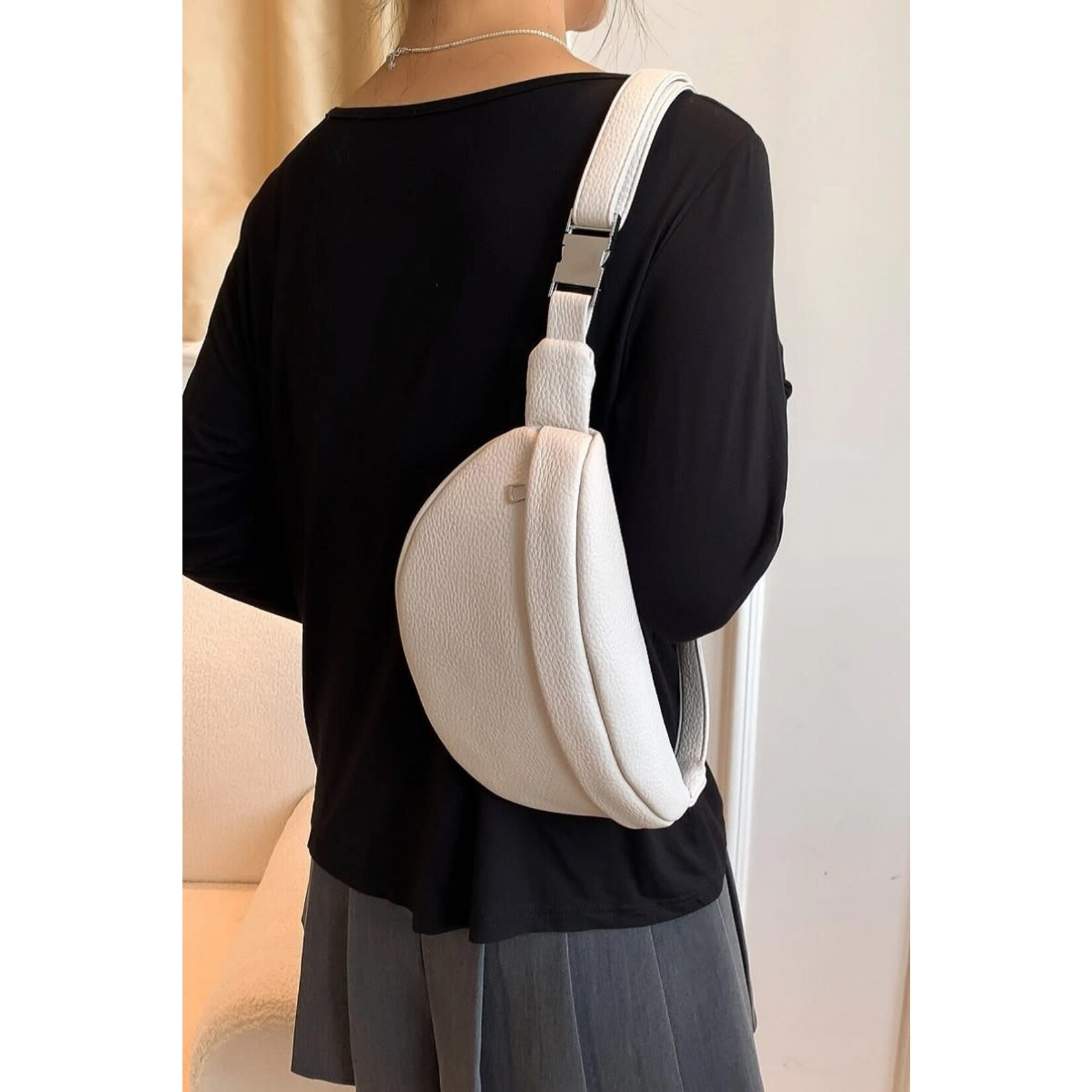 Zenana Zenana Vegan Leather Sling Fanny Bag Off White