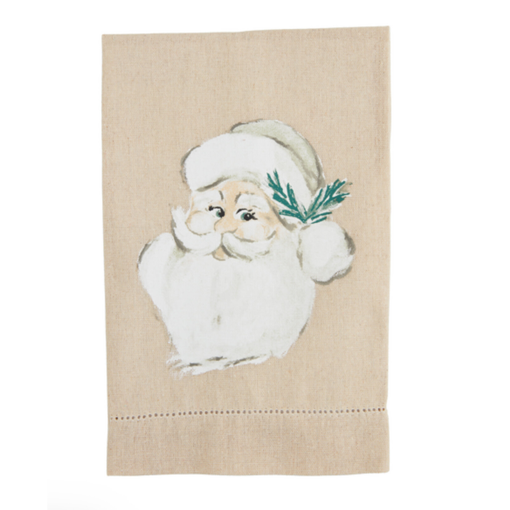 Mudpie Mudpie White Santa Painted Towel
