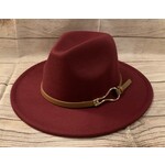 Jen & Co Jen & Co Leanna Metal Buckle Fedora Maroon 2662