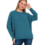 Zenana Zenana Chenille Raglan Sweater Ocean Teal
