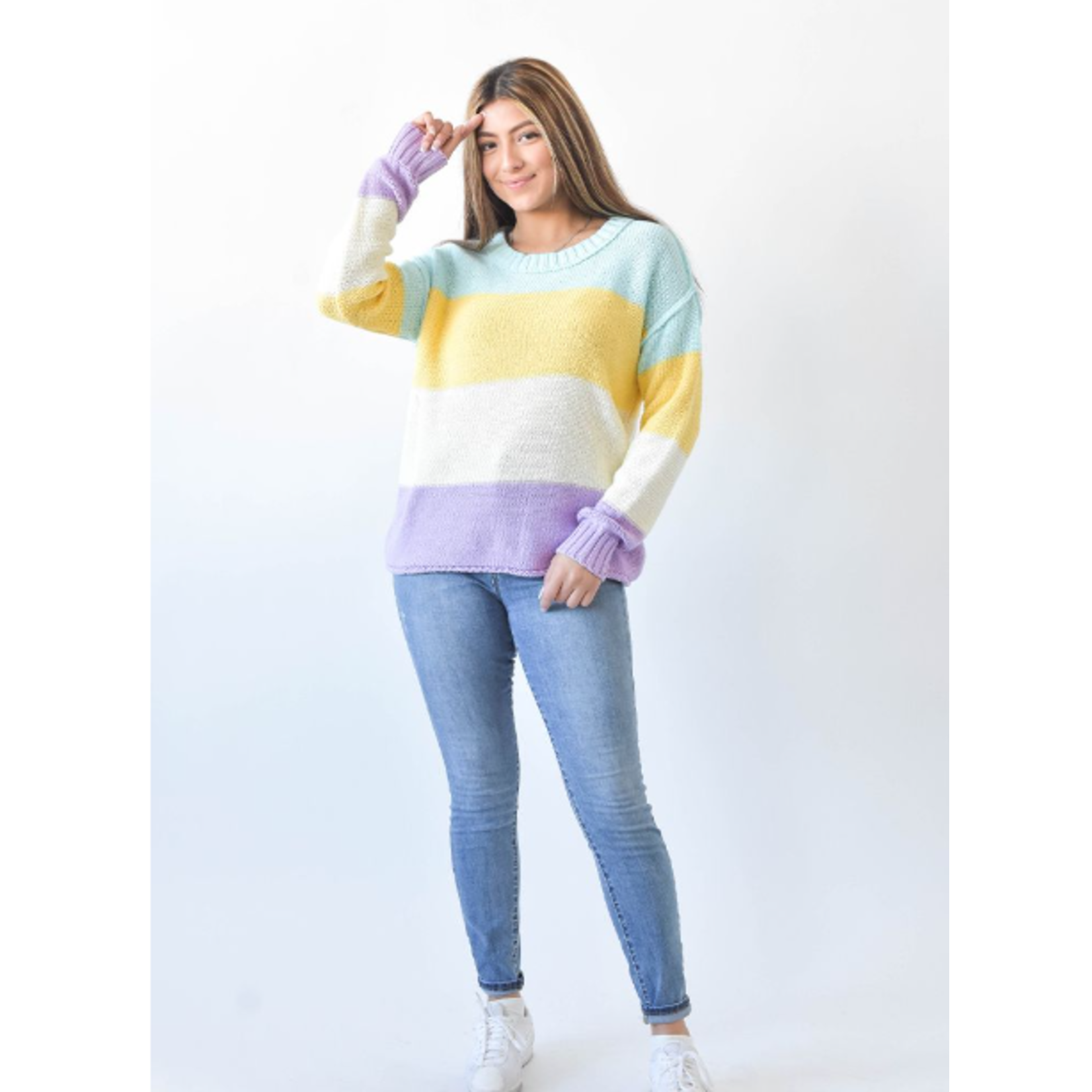 Sew in Love Sew In Love Crewneck Knit Long Sleeve Sweater Yellow Lilac