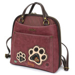 Chala Chala 870 Convertible Backpack Pawprint Burgundy