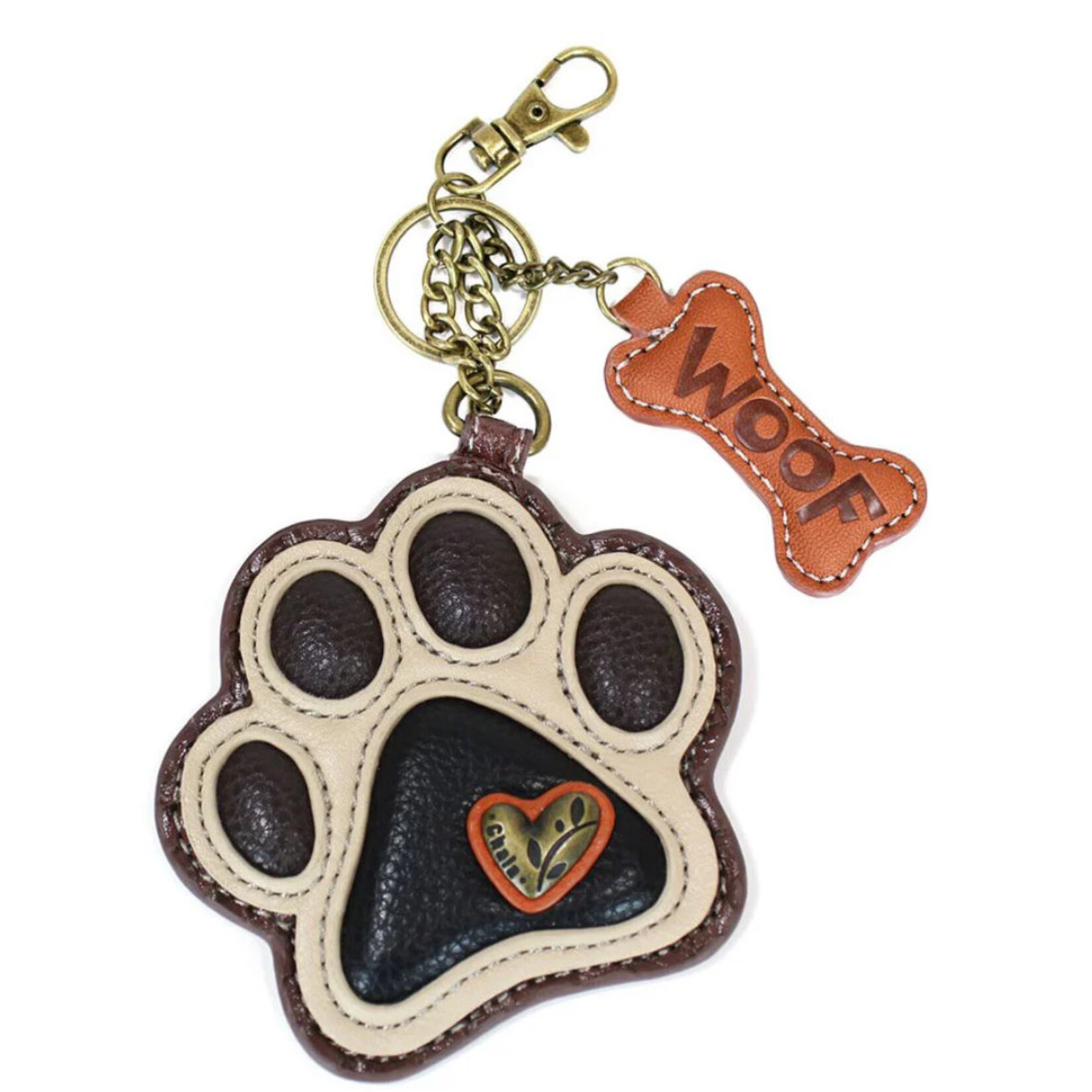 Chala Chala Key Fob/Coin Purse Paw Print Ivory 806