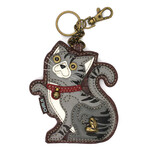 Chala Chala Key Fob/Coin Purse Tabby Cat Gray 806