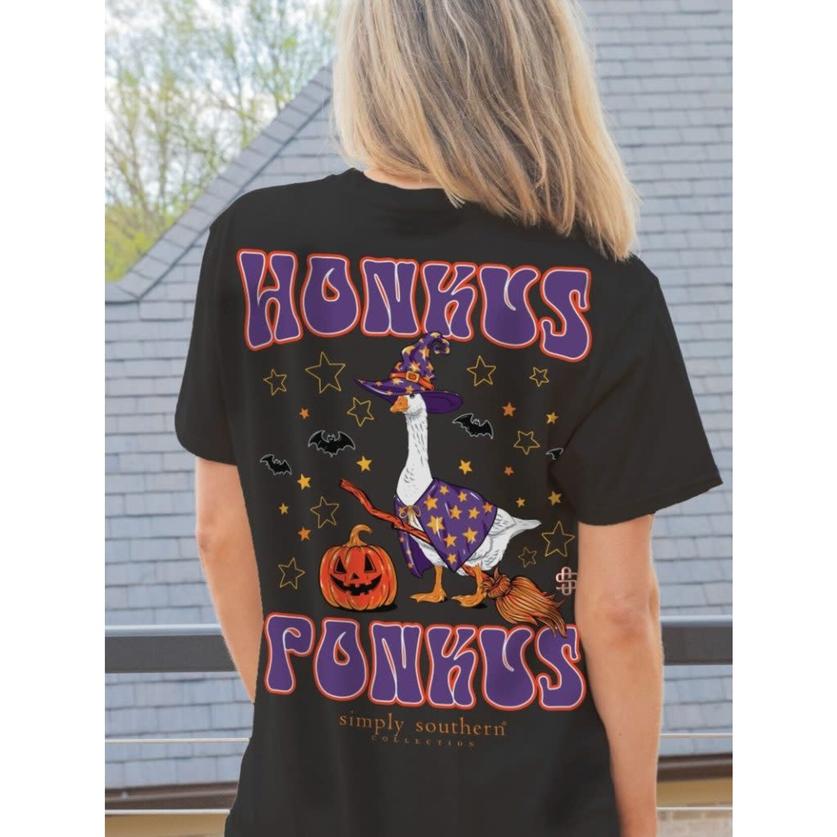 Simply Southern Simply Southern Goose Witch Black Short Sleeve Size Small