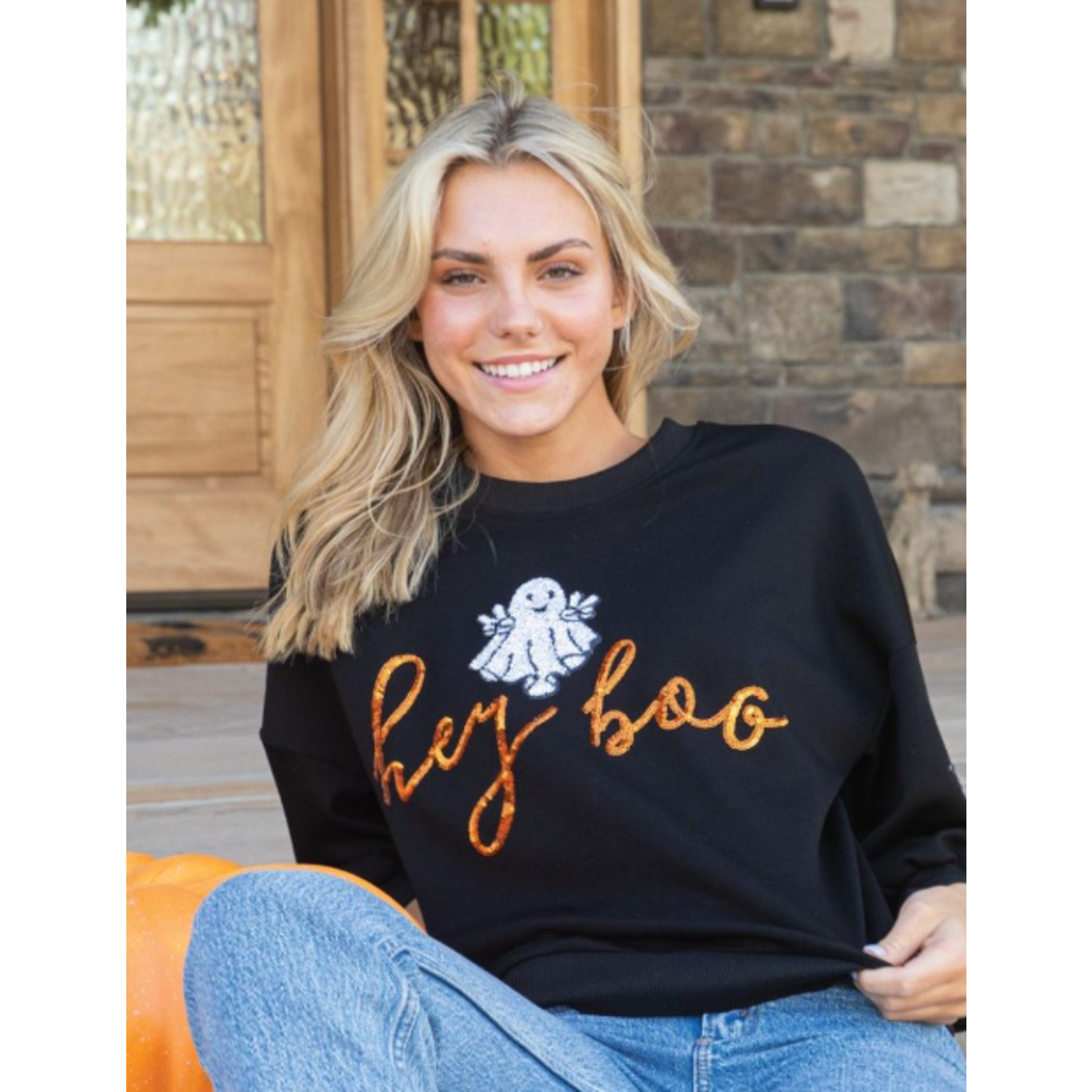 Simply Southern Simply Southern Sequin Crewneck Ghost Size Large