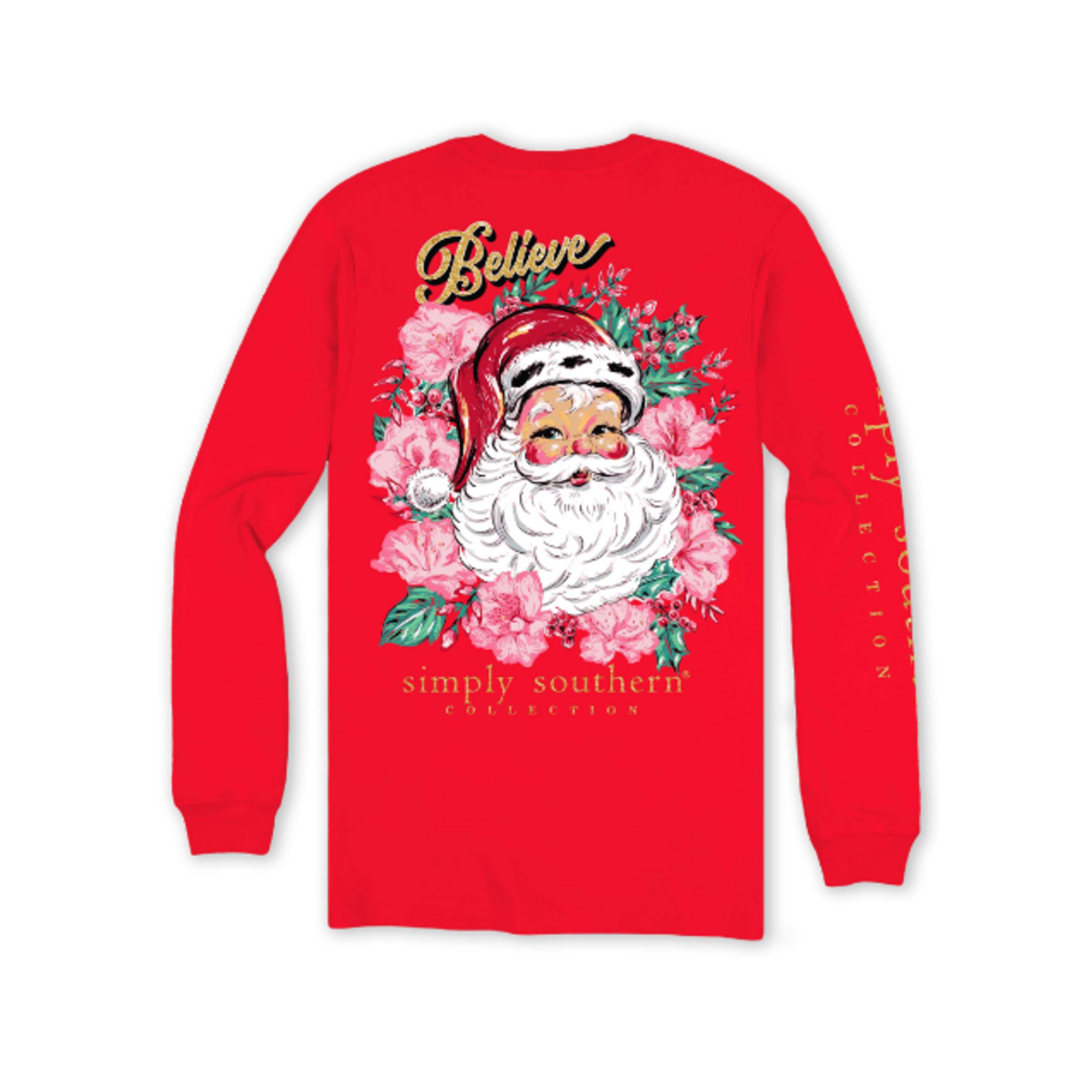 Simply Southern Simply Southern Long Sleeve Floral Santa Red