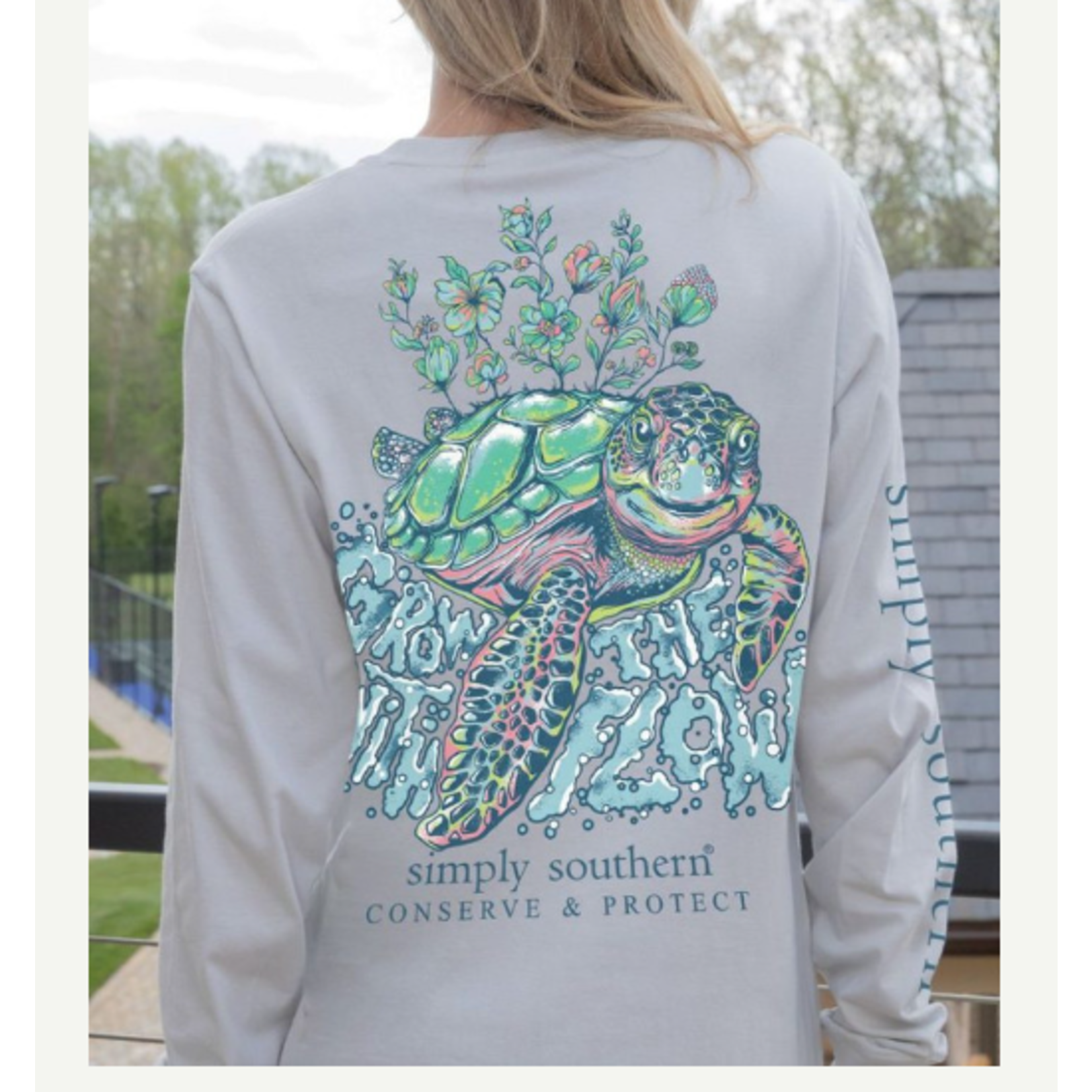Simply Southern Simply Southern Grow Long Sleeve Turtle Tracking Tee White Water