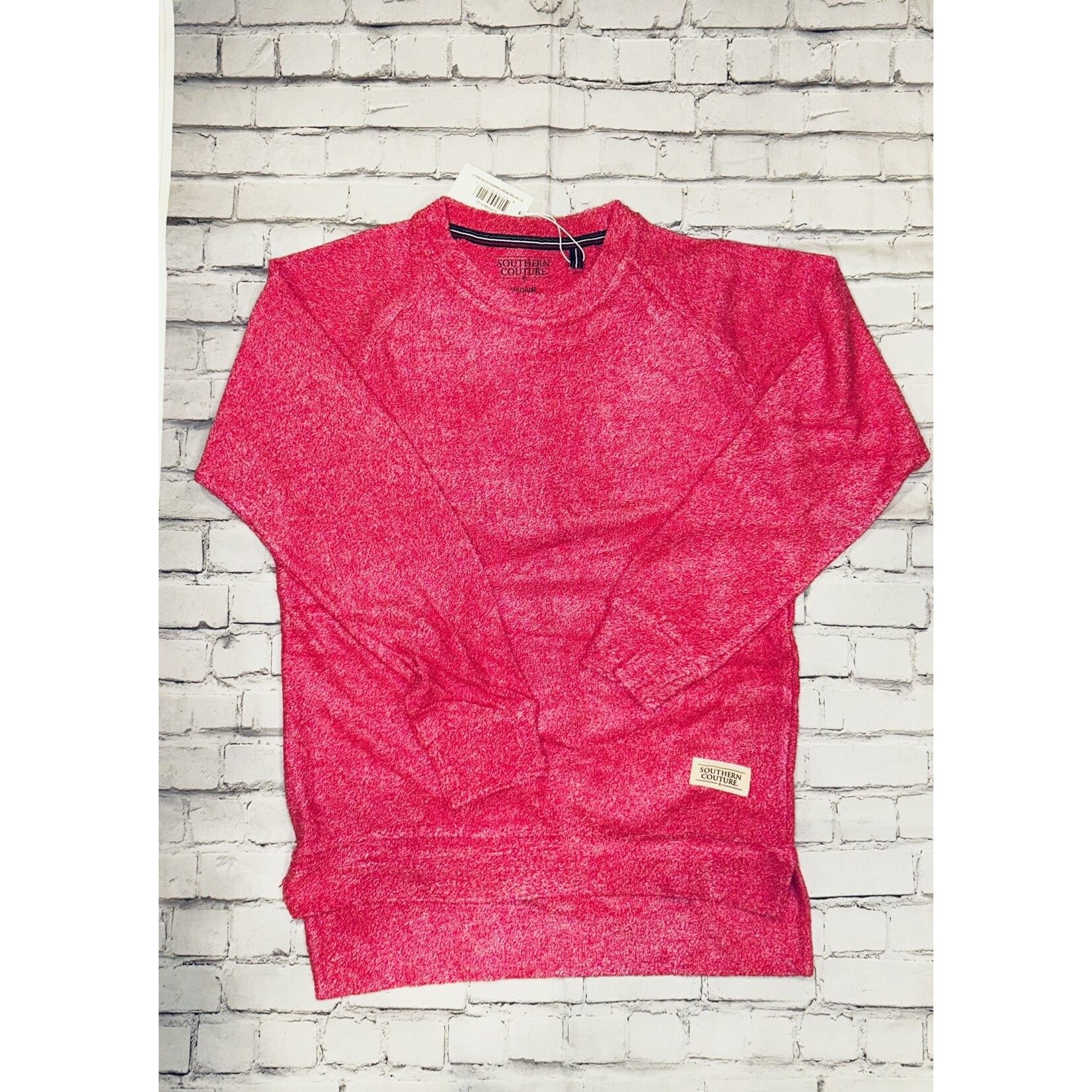 Southern Couture Southern Couture Yarn Dyed Mingled Sweatshirt Hot Pink