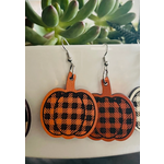 Southern Attitude Designs Southern Attitude Designs Wood Pumpkin Earrings Orange Black Plaid