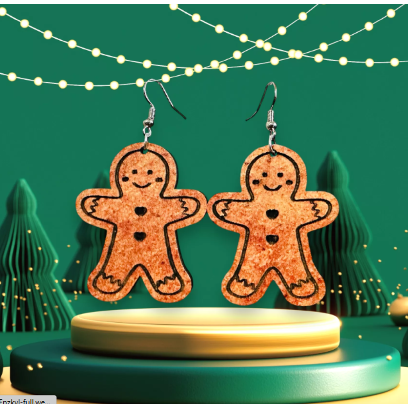 Southern Attitude Designs Southern Attitude Designs Wood Gingerbread Man Earrings