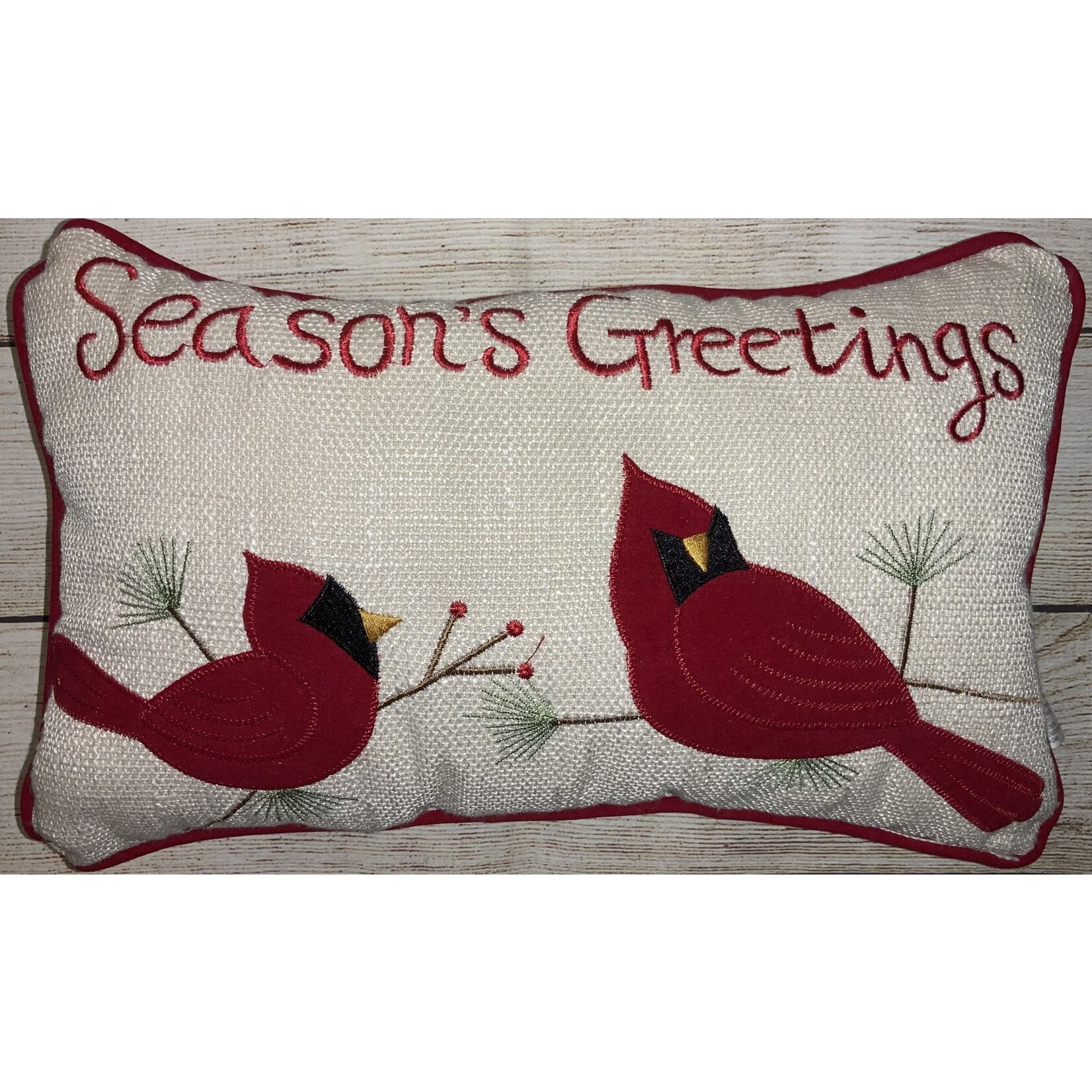 Melrose Holiday Cardinal Pillow Season’s Greetings
