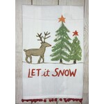 Creative Co-op Creative Co-op Tea Towel w/Pom Let It Snow