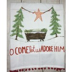 Creative Co-op Creative Co-op Tea Towel w/Pom O Come Let Us Adore Him