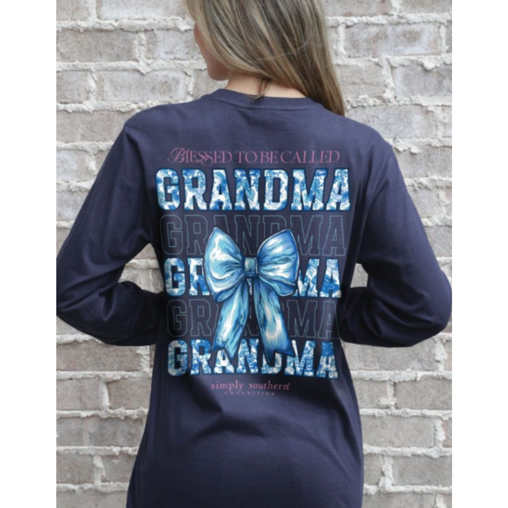 Simply Southern Simply Southern Blessed Grandma Long Sleeve Tee Mirage Size Small