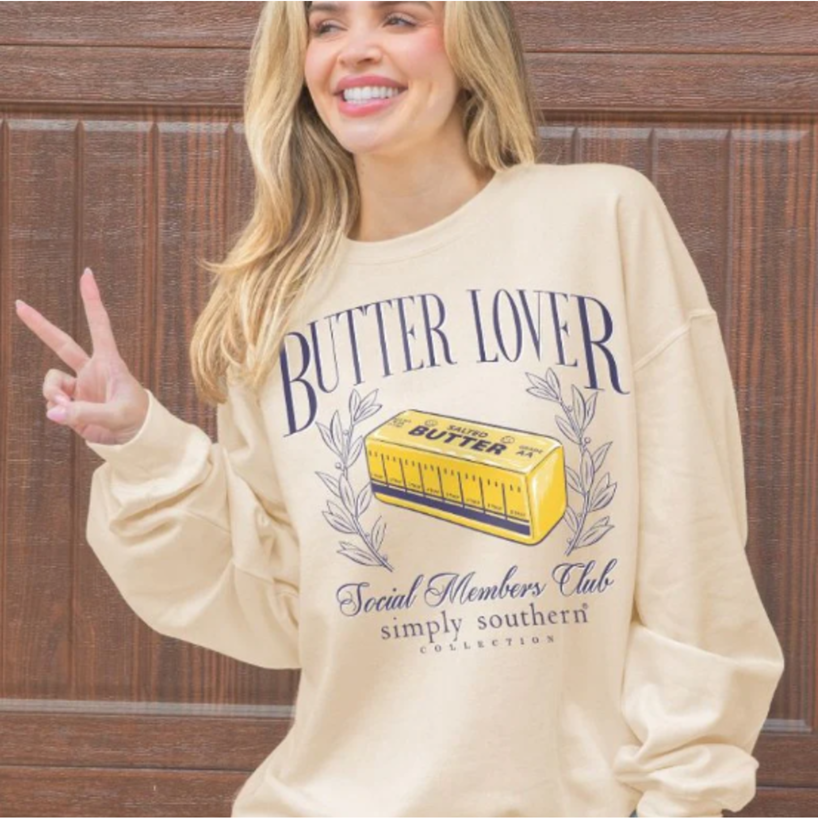 Simply Southern Simply Southern Crewneck Butter Lover Sand