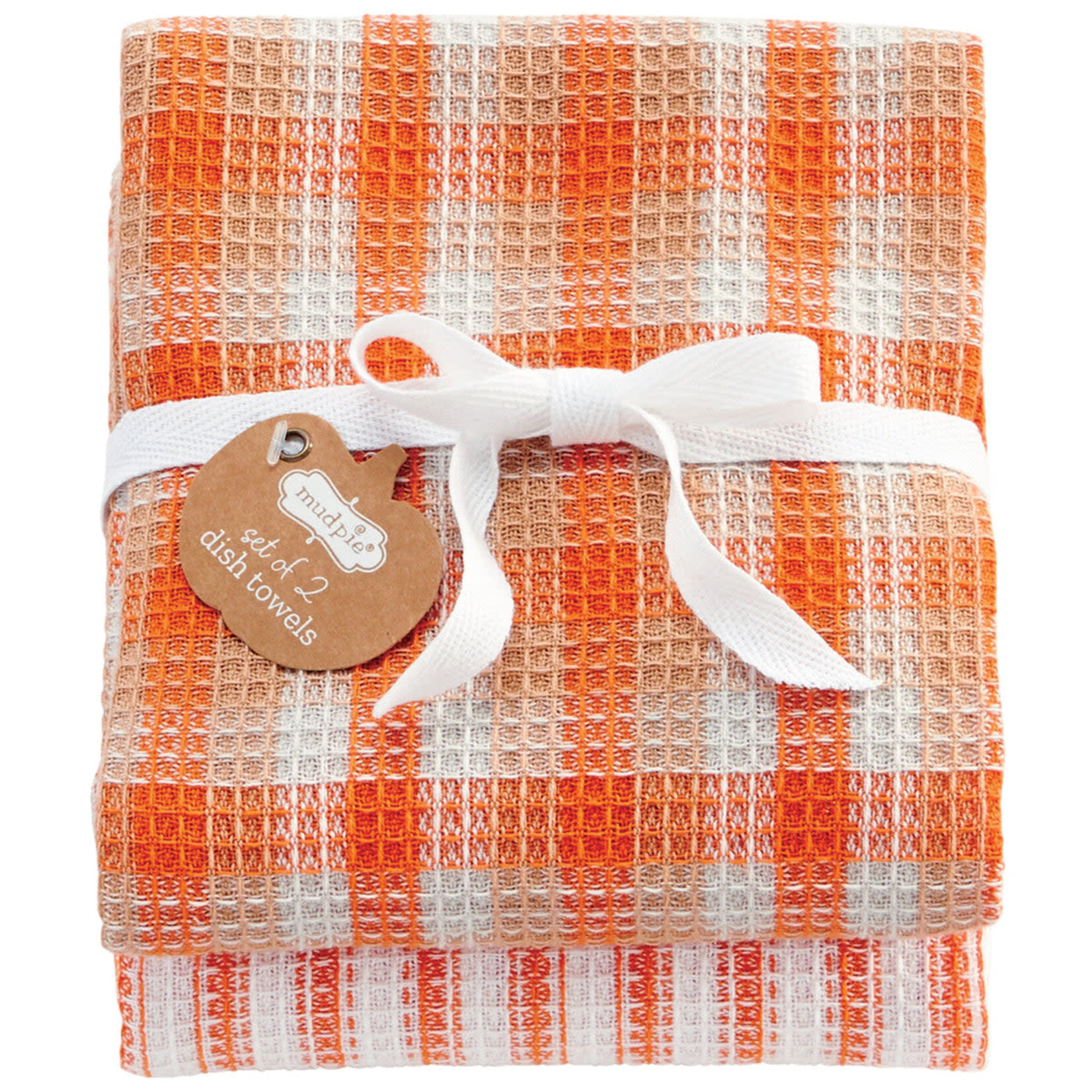 Mudpie Mudpie Orange Stripe Waffle Weave Set
