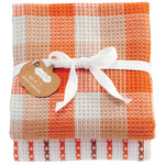Mudpie Mudpie Brown Orange Waffle Weave Dishtowel Set