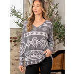 Sew in Love Sew In Love V-Neck Long Sleeve Top Grey