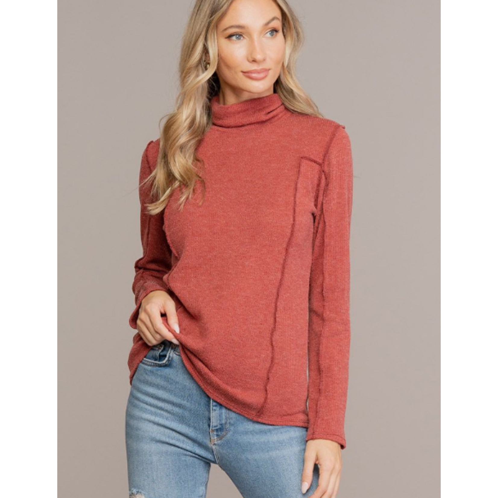 Sew in Love Sew In Love High Neck Long Sleeve Top Brick