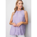 Kori Kori America Crinkle Satin Adjustable Strap Tank Top Lavender