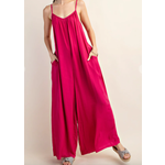 Kori Kori America Satin Side Pocket Loose Fit Jumpsuit Hot Pink