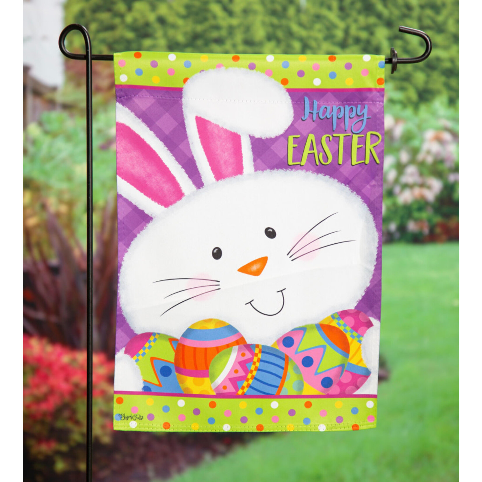 Evergreen Easter Bunny Suede Garden Flag