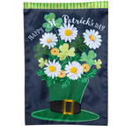 Evergreen Happy St. Patrick’s Day Floral Hat Applique’ Garden Flag