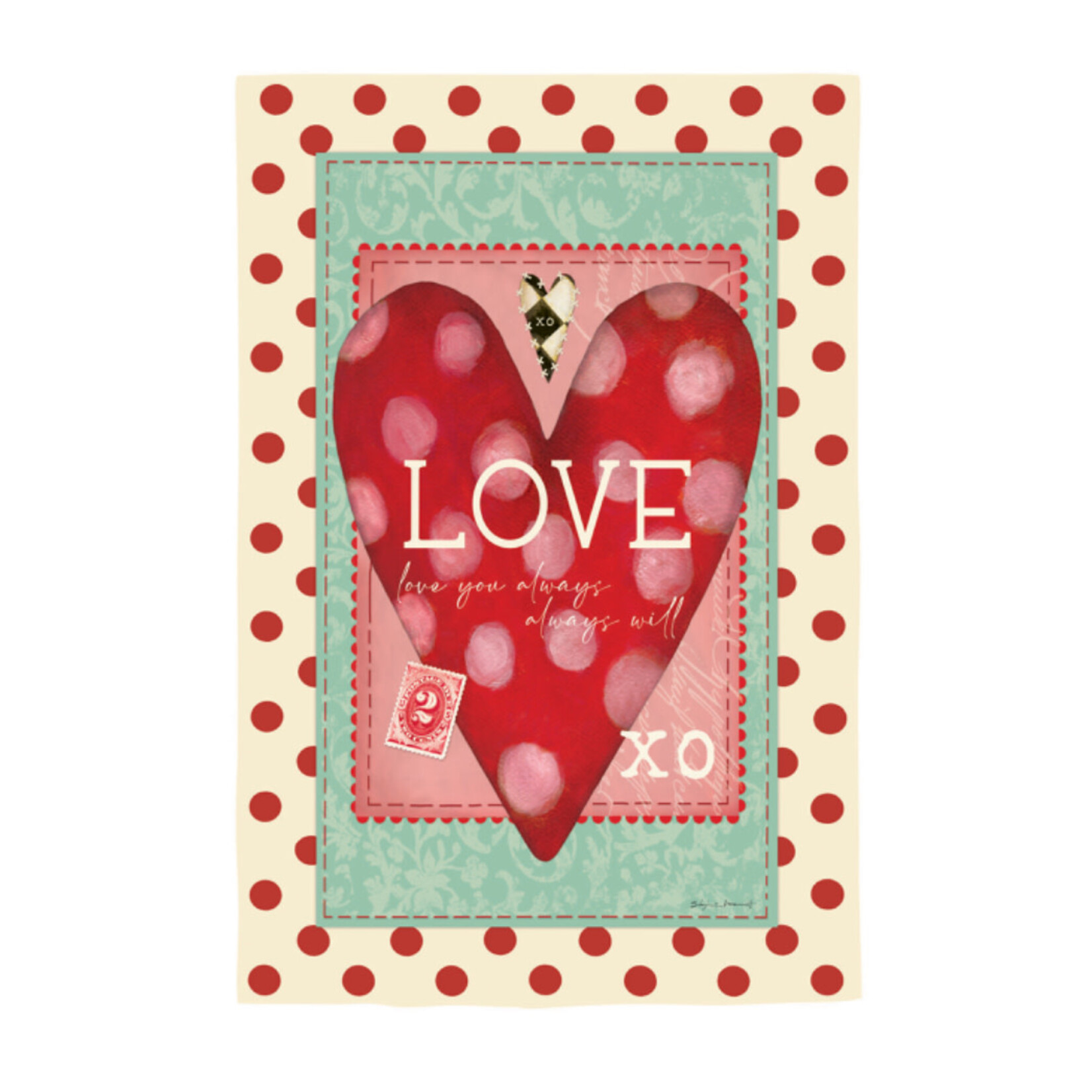 Evergreen Vintage Valentine Garden Flag