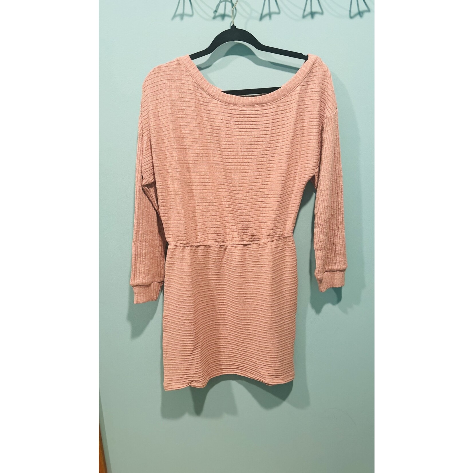 Kori Kori America Rayon Sweater Off Shoulder Mini Dress Mauve