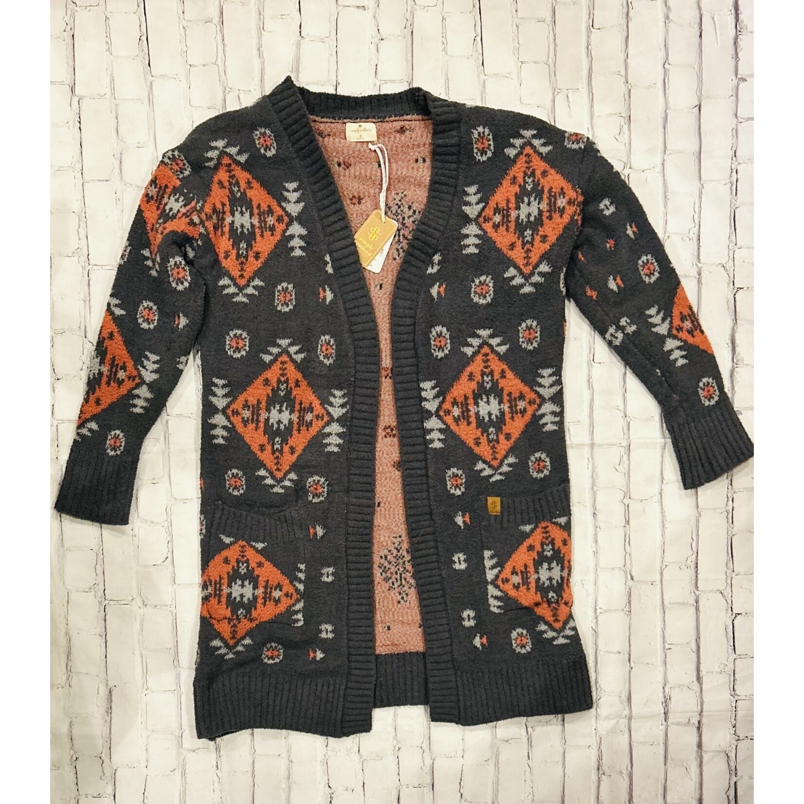 Simply Southern Simply Southern Cozy Cardigan Dark Grey Aztec