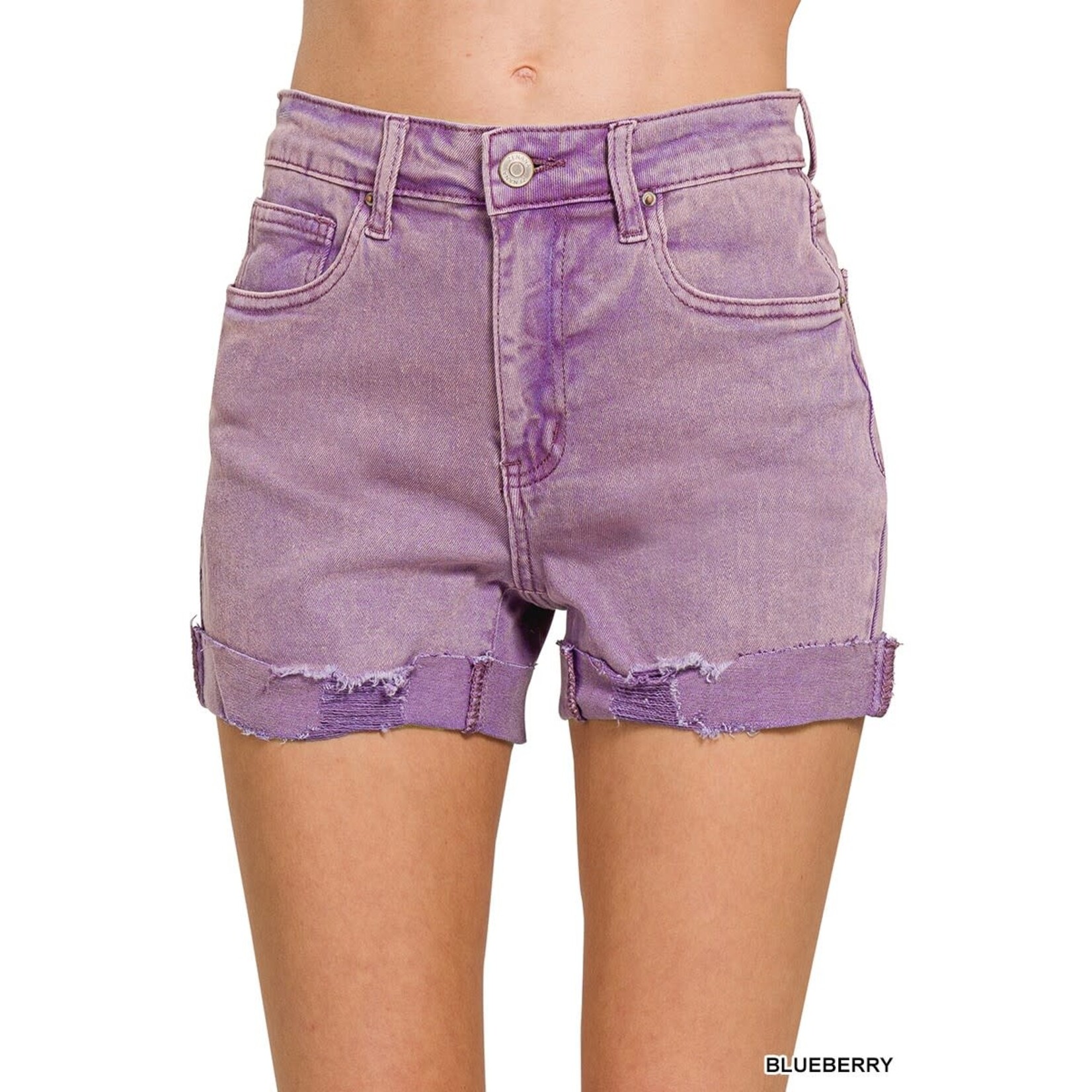 Zenana Zenana 5 Pockets Cuffed Shorts Violet Small
