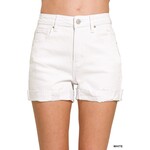 Zenana Zenana 5 Pockets Cuffed Shorts White