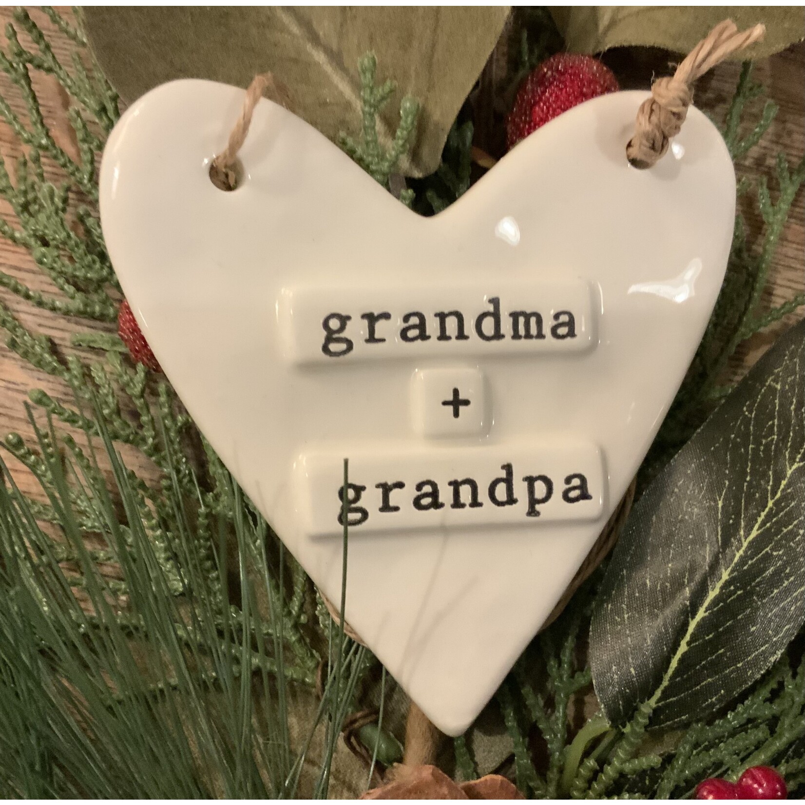 Mudpie Mudpie Stamped Grandma + Grandpa Ornament